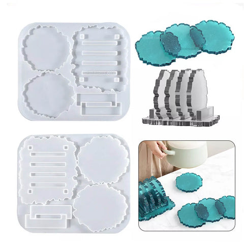 Round Agate Coaster With Stand Mould Set